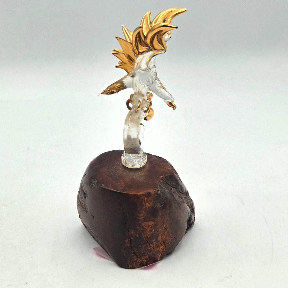 Glass Baron Bald Eagle 22 KT Gold Tipped Wings On Burl Wood Base 4.5" VINTAGE - Picture 2 of 9